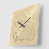 Gouden Embossed Look Romeinse cijfers Vierkante Klok (Hoek)