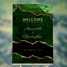 Gouden Emerald Groene Agaat Bruiloft Welkom Acryl Bord