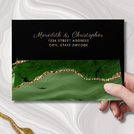 Gouden Emerald Groene Agaat Geode bruiloft Envelop