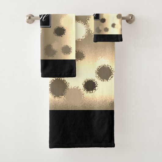 Gouden en Beige Abstracte Sferen Badhanddoek Set Bad Handdoek (Insitu)