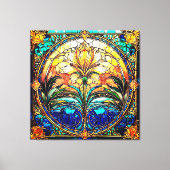 Gouden en blauwe art deco nouveau canvas afdruk (Voorkant)