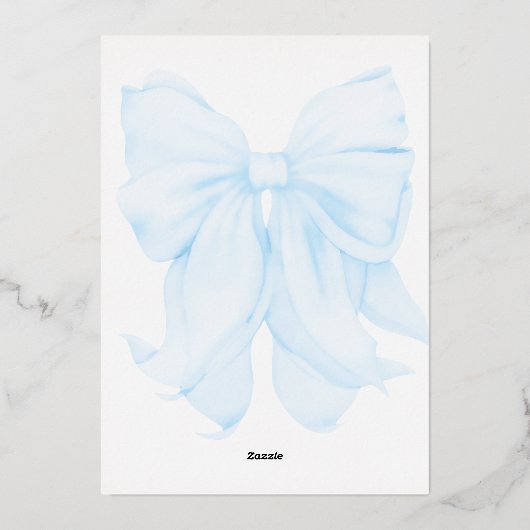 Gouden en Blauwe Bow Boy Doop Elegant Digitaal Folie Uitnodiging (Achterkant)