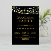 Gouden en blauwe elegante Afstuderen Klasse van 20 Folie Uitnodiging (Staand Voorkant)