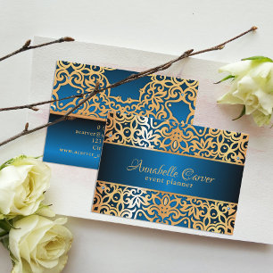 gouden en blauwe juwelen-evenementen visitekaartje