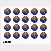 gouden en blauwe touwlichten rustige bruiloft ronde sticker (Vel)