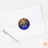 gouden en blauwe touwlichten rustige bruiloft ronde sticker (Envelop)