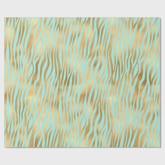 Gouden en Blauwe Zebra print Cadeaupapier (Vlak)