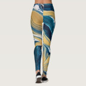 Gouden en Blauwgroen all-over-print leggings (Achterkant)