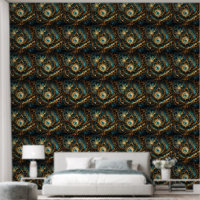 Gouden en Blauwgroen fractal kunst het gevoel van