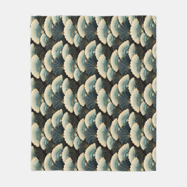 Gouden en Blauwgroen Japans-geïnspireerde Fan Patt Fleece Deken