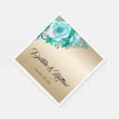 Gouden en Blauwgroen Rozen Bruiloft Servet (Hoek)