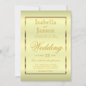 Gouden en Bleke gele satijnen uitnodiging (Voorkant)