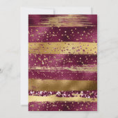 Gouden en bordeaux streken en confetti bruiloft kaart (Achterkant)