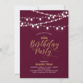 Gouden en Bourgogne Moderne 40ste geboortedag voor Kaart (Voorkant)