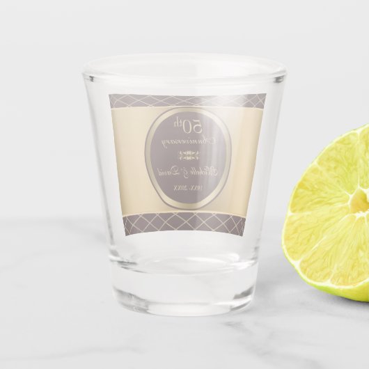 gouden en bruine diamantvormen shot glas (Achterkant)