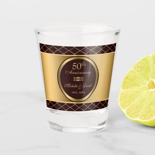 gouden en bruine diamantvormen shot glas (Voorkant)