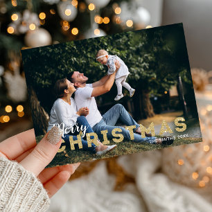Gouden en Glitter Foto Briefkaart Vakantie Kaart