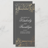 Gouden en Grijze Bloemen Trouwprogramma's Programma (Voorkant / Achterkant)