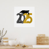 Gouden en Grijze Klasse van 2025 Afstuderen Poster (Keuken)