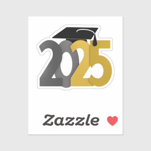 Gouden en Grijze Klasse van 2025 Afstuderen Sticker (Vel)