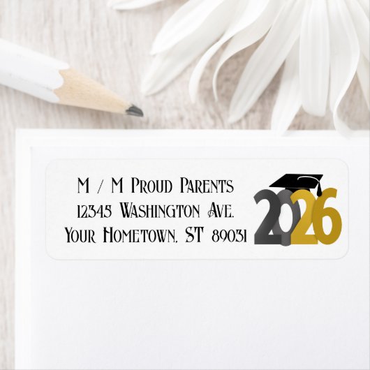Gouden en grijze klasse van 2026 Afstuderen Etiket (Insitu)