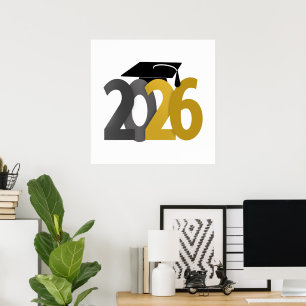 Gouden en grijze klasse van 2026 Afstuderen Poster