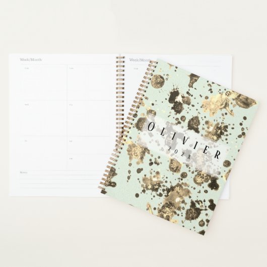 Gouden en grijze metallic splash-effect planner (Display)