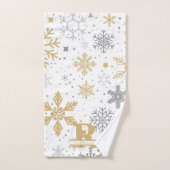 Gouden en Grijze Sneeuwvlokken in Witte Achtergron Bad Handdoek (Handdoek)
