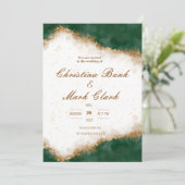 Gouden en groene bruiloft uitnodiging (Staand voorkant)