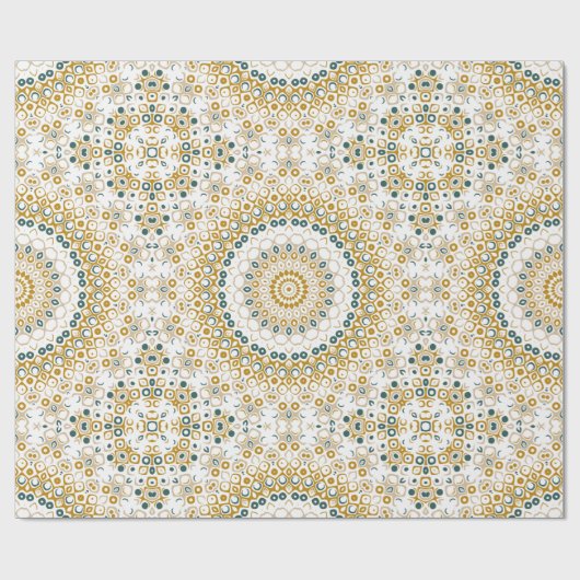 Gouden en groene geometrische mandala patroon cadeaupapier (Vlak)