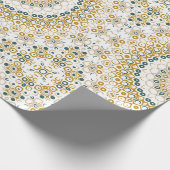 Gouden en groene geometrische mandala patroon cadeaupapier (Hoek)