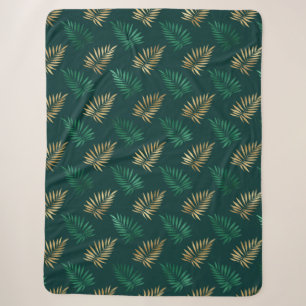 Gouden en groene glitter op tropische bladeren sherpa deken