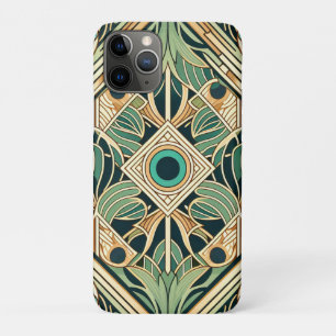 Gouden en groene pauw abstracte veren textuur iPhone 11 pro hoesje