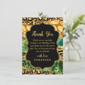 Gouden en Groene Safari Agaat Verjaardag Bedankkaart (Staand voorkant)