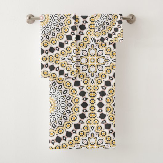 Gouden en houtskool Mandala Patroon Bad Handdoek (Insitu)