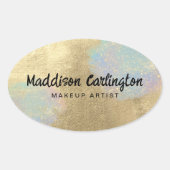 Gouden en iriserende glitter textuur ovale sticker (Voorkant)