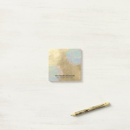 Gouden en iriserende glitter textuur post-it® notes (Op bureau)