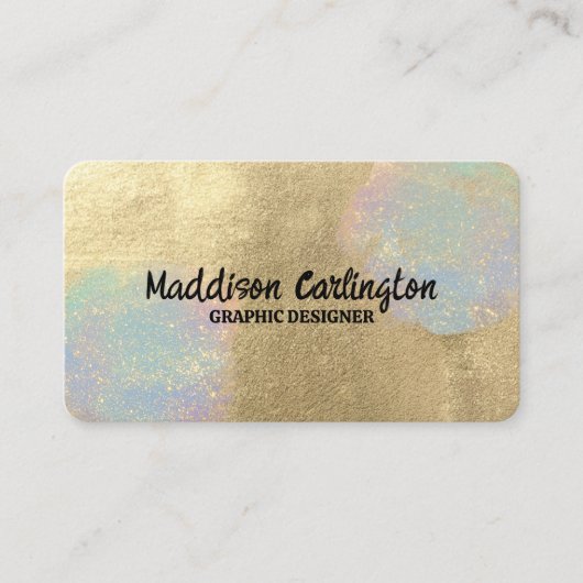 Gouden en iriserende glitter textuur visitekaartje (Voorkant)