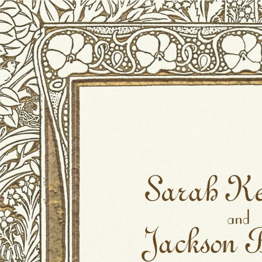 Gouden en ivoren elegante Art Nouveau bruiloft Kaart