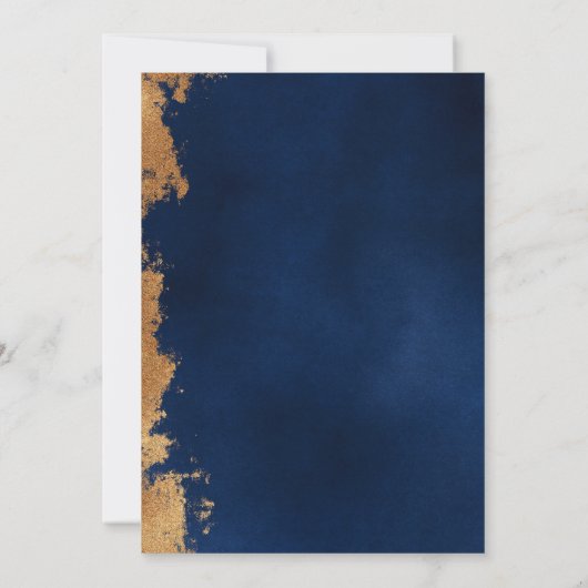 gouden en koninklijke blauwe trouwuitnodiging kaart (Achterkant)