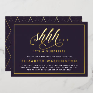 Gouden en Paarse feestdag Folie Uitnodiging