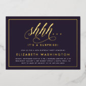 Gouden en Paarse feestdag Folie Uitnodiging (Voorkant)