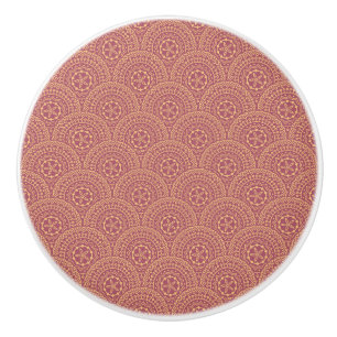 Gouden en paarse mandala golven patroon keramische knop