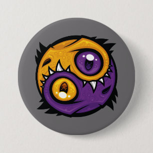 Gouden en Paarse Yin Yang Draken Ronde Button 7,6 Cm