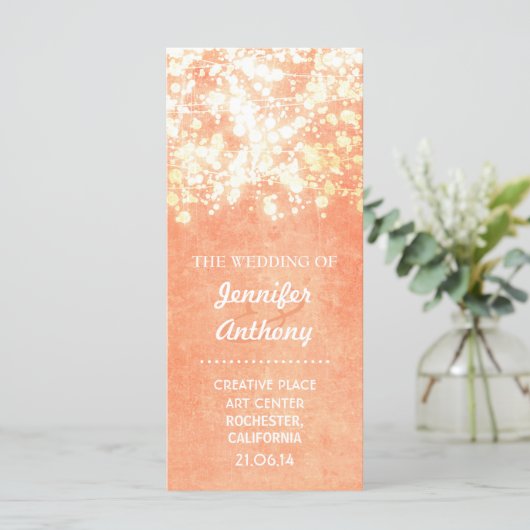 gouden en perzik huwelijksprogramma's programma (Staand voorkant)