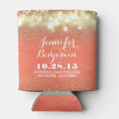 Gouden en Perzik String Lights Glam Bruiloft Blikjeskoeler (Achterkant)