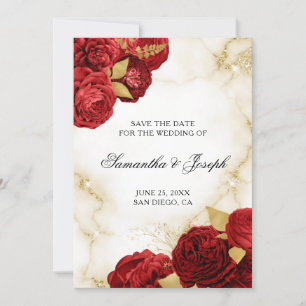 gouden en rode Floral Border Save The Date