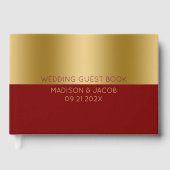 Gouden en rode gepersonaliseerde bruiloft gastenboek (Voorkant)
