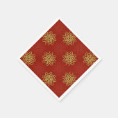 Gouden en rode kerststerren op rode achtergrond servet (Hoek)