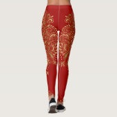 Gouden en rode paisley mandala leggings (Achterkant)